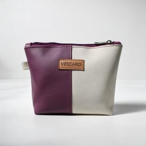 Vescaro Maroon & Beige Dual-Tone Cosmetic Bag