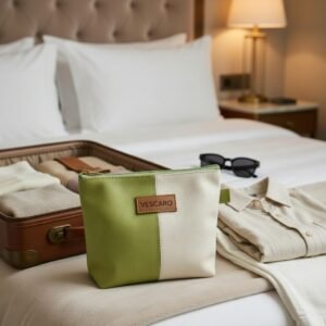 Vescaro Olive/cream dual-tone Pouch