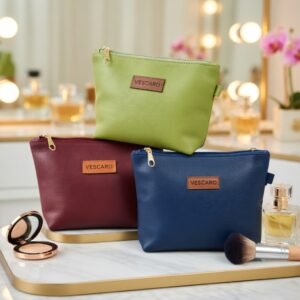 Vescaro Olive Green, Maroon and Navy Blue Makeup Bag for Women