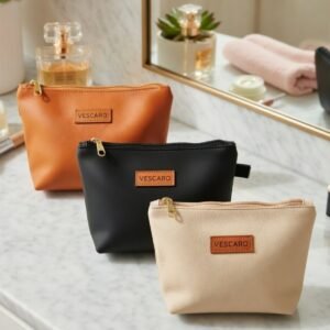 Vescaro Cosmetic Bag (Tan, Beige, Black)
